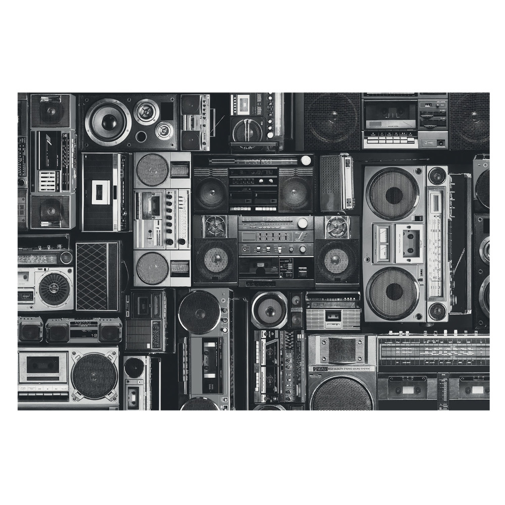 Fototapeta do obývacího pokoje s retro rádiovým vzorem