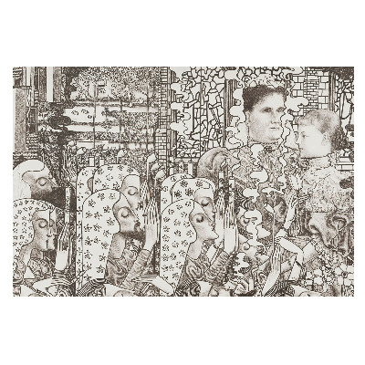 Fotografická tapeta na vliesu s motivem portrétů v květinových rámech