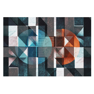 Fototapeta na míru do obývacího pokoje s dynamickými barvami a geometrickým vzorem