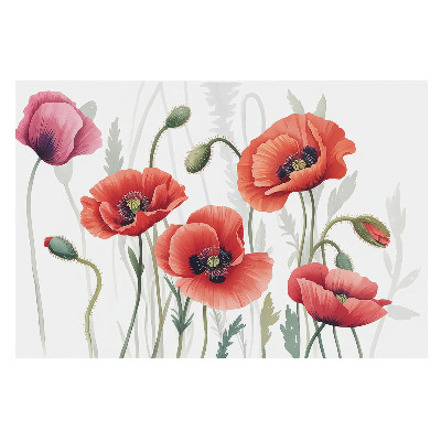 Fototapeta na míru do obývacího pokoje s botanickým portrétem červených máků