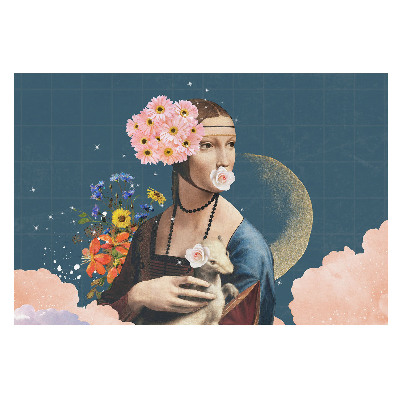 Vliesová fototapeta na zeď s motivem surrealistického portrétu v květinách