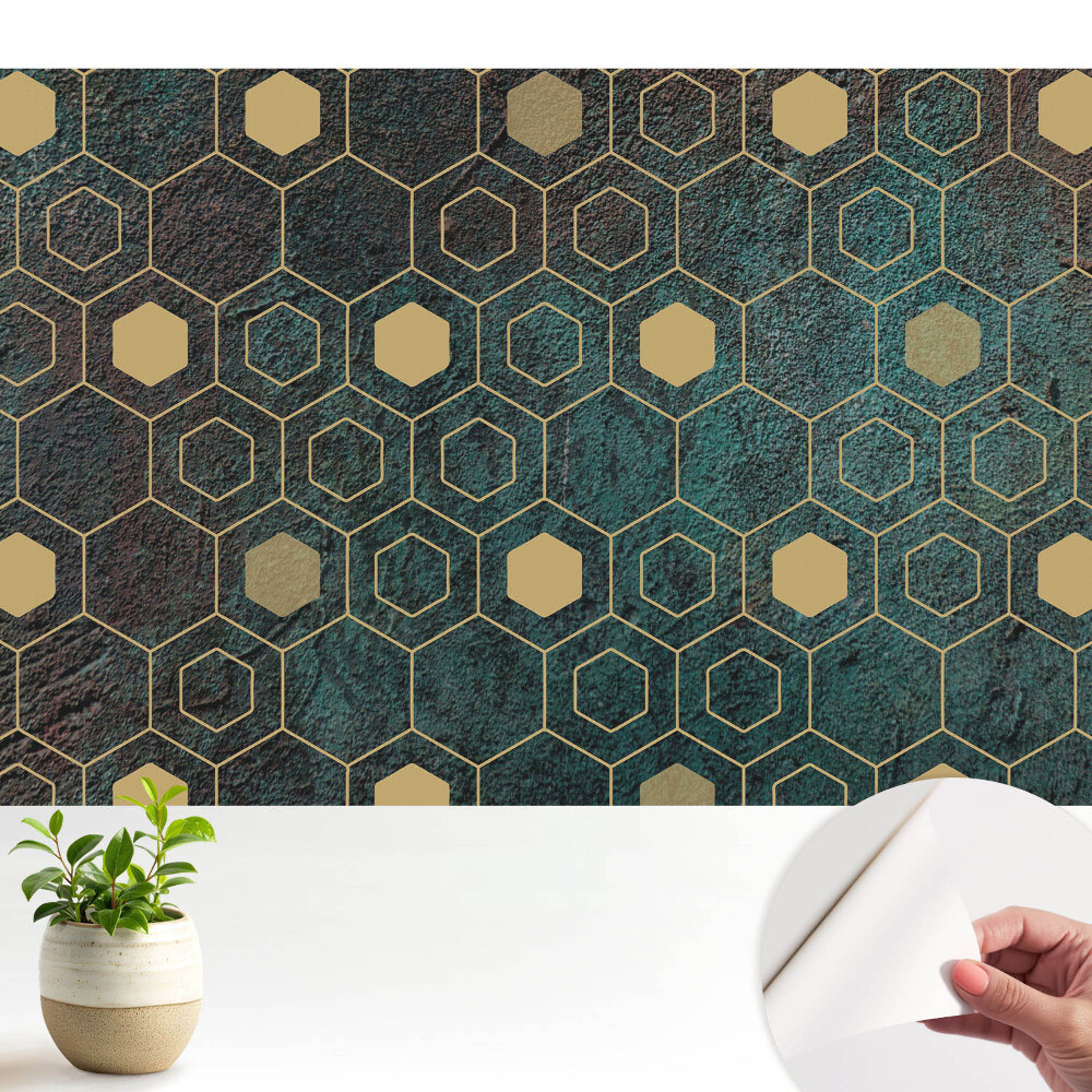 Samolepicí dekorativní fototapeta s tmavými geometrickými šestiúhelníky
