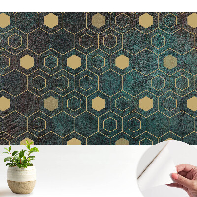 Samolepicí dekorativní fototapeta s tmavými geometrickými šestiúhelníky