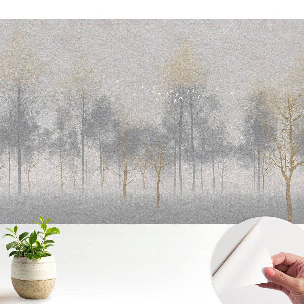 Moderní samolepicí fototapeta minimalistická lesní scéna