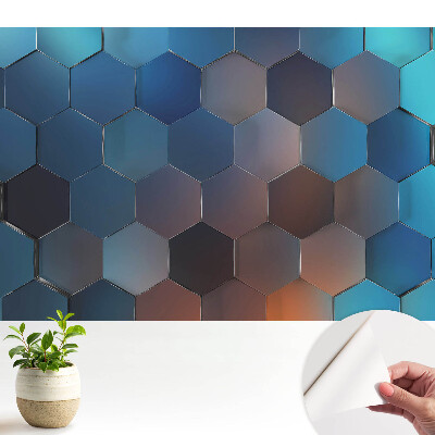 Samolepicí fototapeta na míru s modrými geometrickými šestiúhelníky