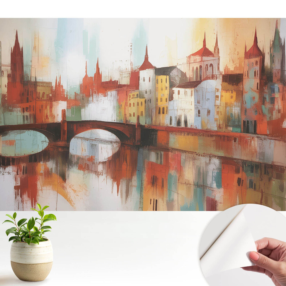 Fototapeta pro holku s vícebarevným panoramatem rušného města