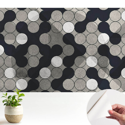 Samolepicí fototapeta do dětského pokoje s kontrastním rytmem geometrických kruhů