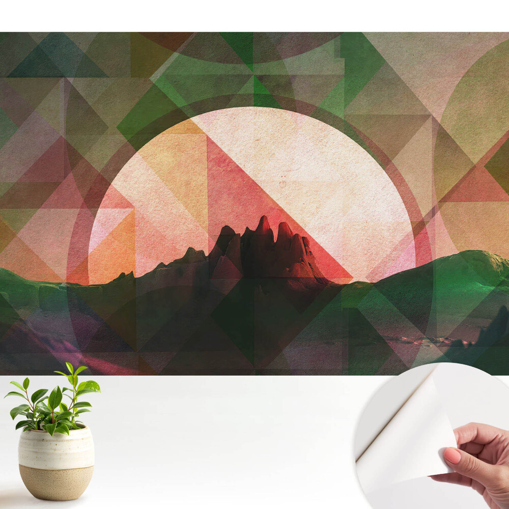 Samolepicí fototapeta na zeď Západ slunce nad geometrickými horami