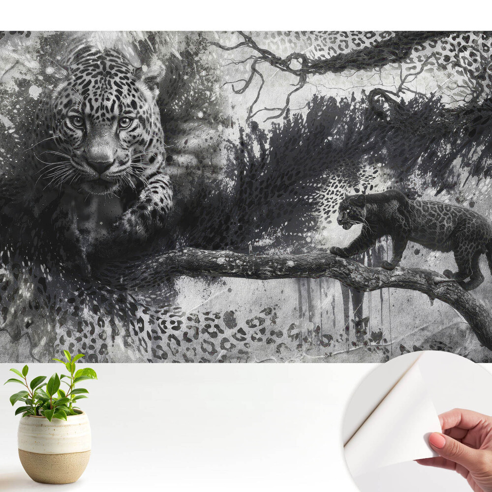 Samolepicí fototapeta do obýváků s dynamickými leopardími stíny