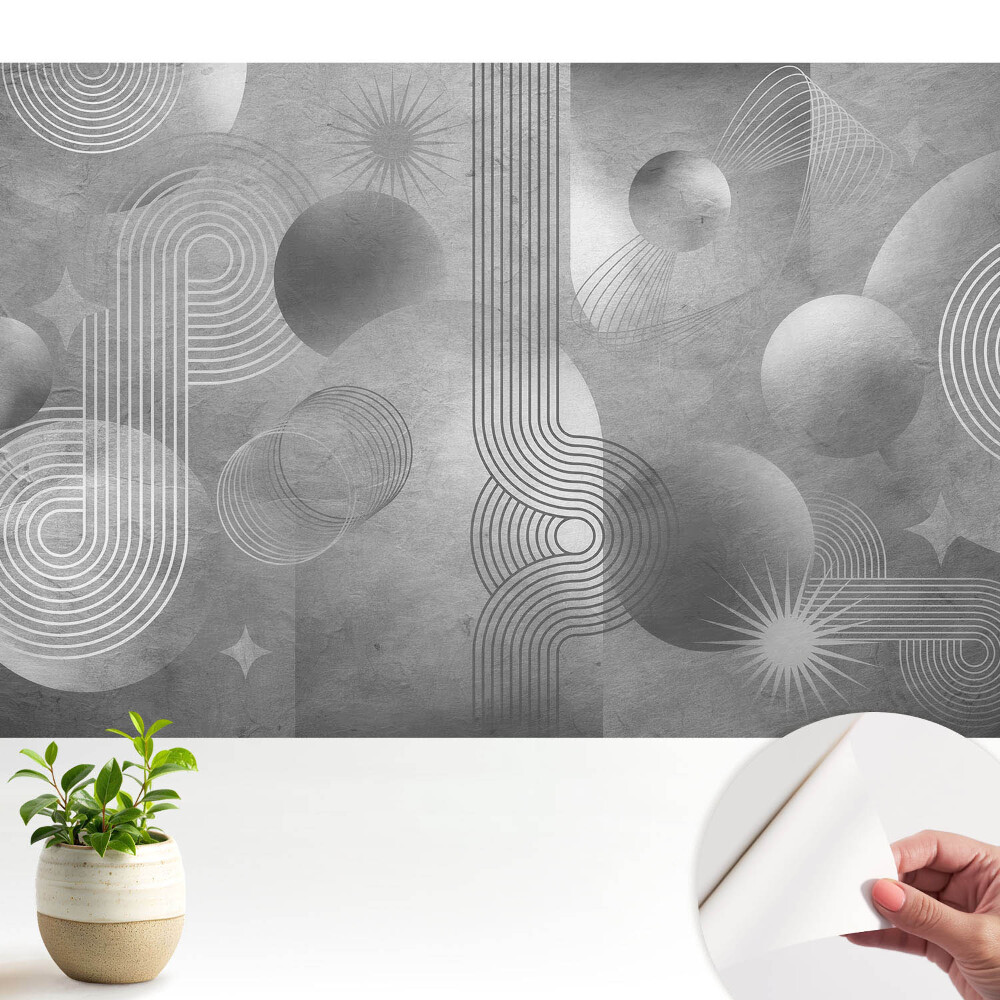 Fotografická samolepicí tapeta v popelavě šedém geometrickém vzoru řádů