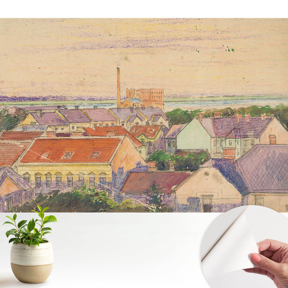 Samolepicí fototapeta na zeď Pastelové střechy města