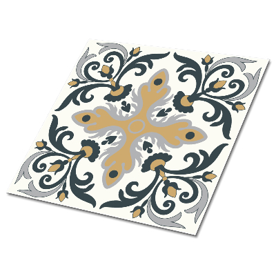 Samolepící podlahové čtverce Květinový motiv s ornamenty