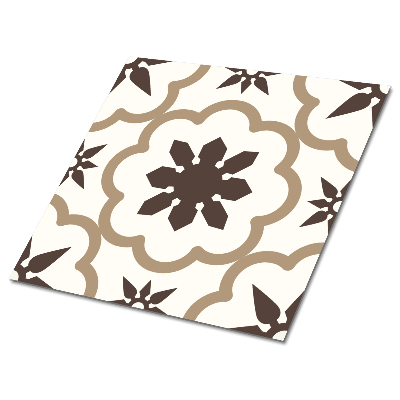 Samolepící podlahové čtverce Květinový vzor v odstínech hnědé
