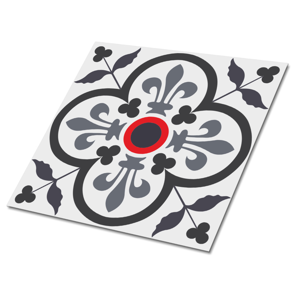 Samolepící podlahové čtverce Květinový motiv s ornamenty