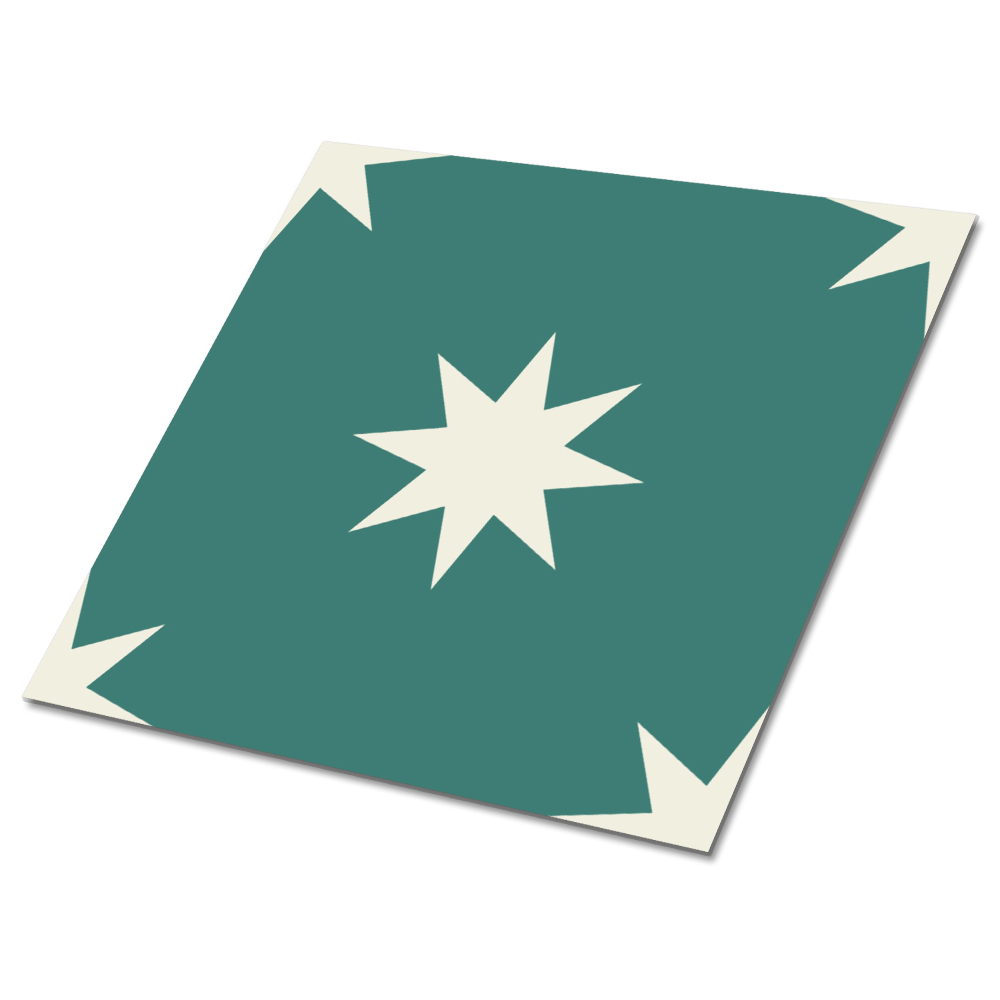 Samolepící podlahové čtverce Hvězdy na zeleném pozadí