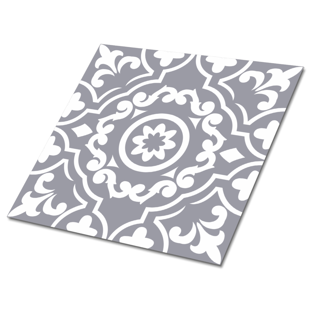 Samolepící podlahové čtverce Ornamentální motiv v odstínech šedé