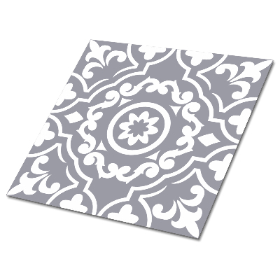 Samolepící podlahové čtverce Ornamentální motiv v odstínech šedé