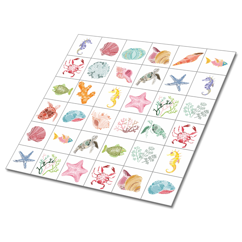 Nalepovací obklady Mořský motiv s mušlemi a zvířaty