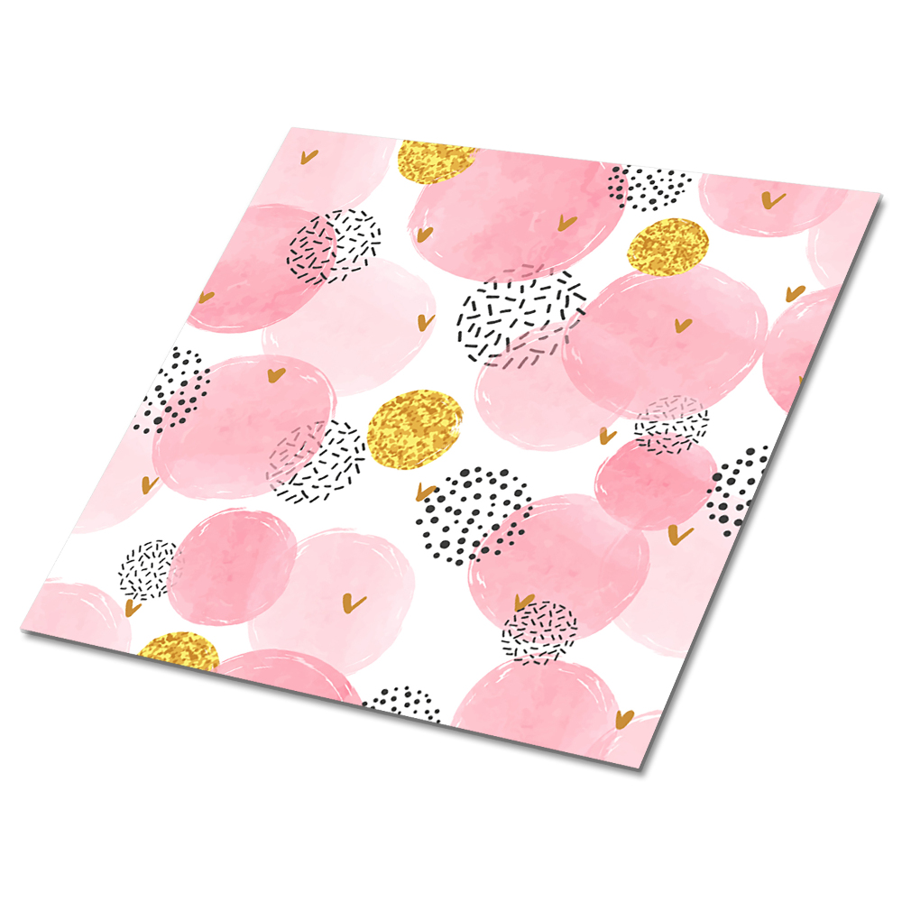 Pvc obklady Růžové kruhy se zlatými detaily