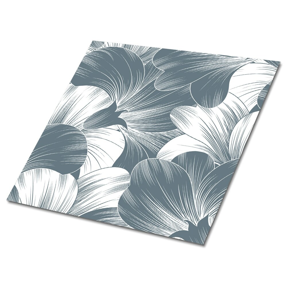 Samolepící podlahové čtverce Květinový vzor v odstínech šedé