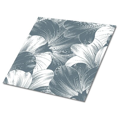 Samolepící podlahové čtverce Květinový vzor v odstínech šedé