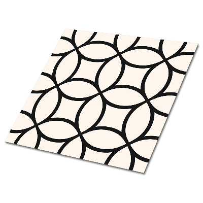 Samolepící podlahové čtverce Geometrické kruhy v mřížkovém motivu