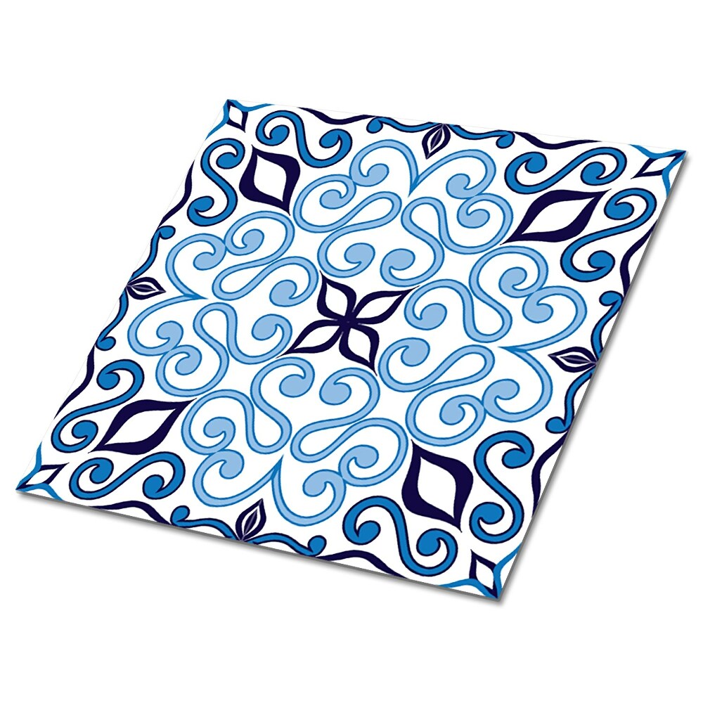 Nalepovací obklady Motiv vlnovkových ornamentů v odstínech modré