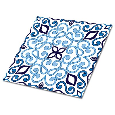 Nalepovací obklady Motiv vlnovkových ornamentů v odstínech modré