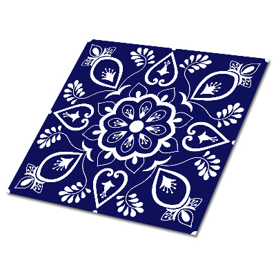 Samolepící podlahové čtverce Květinový motiv na tmavém pozadí