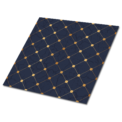 Samolepící podlahové čtverce Modrá mozaika se zlatými akcenty