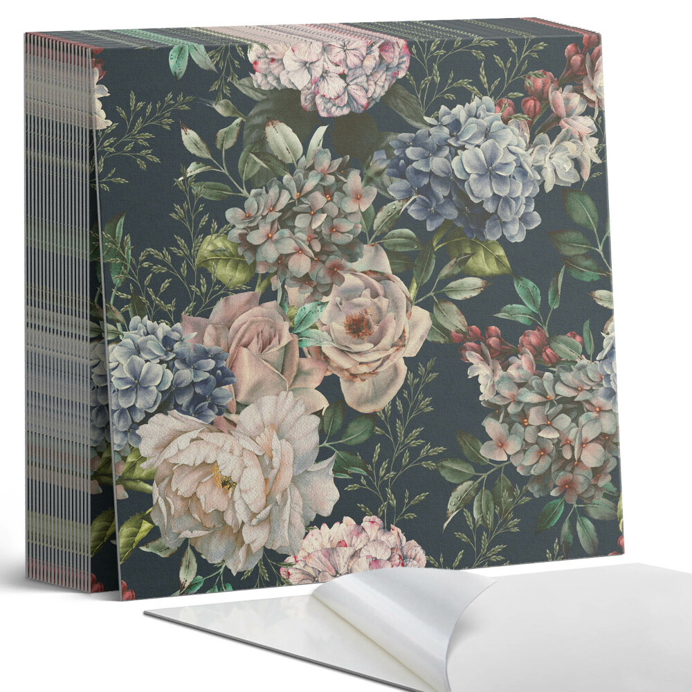 Samolepící dlaždice na podlahu Květinový design