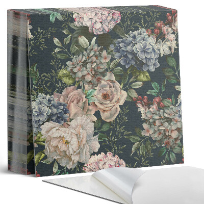 Samolepící dlaždice na podlahu Květinový design