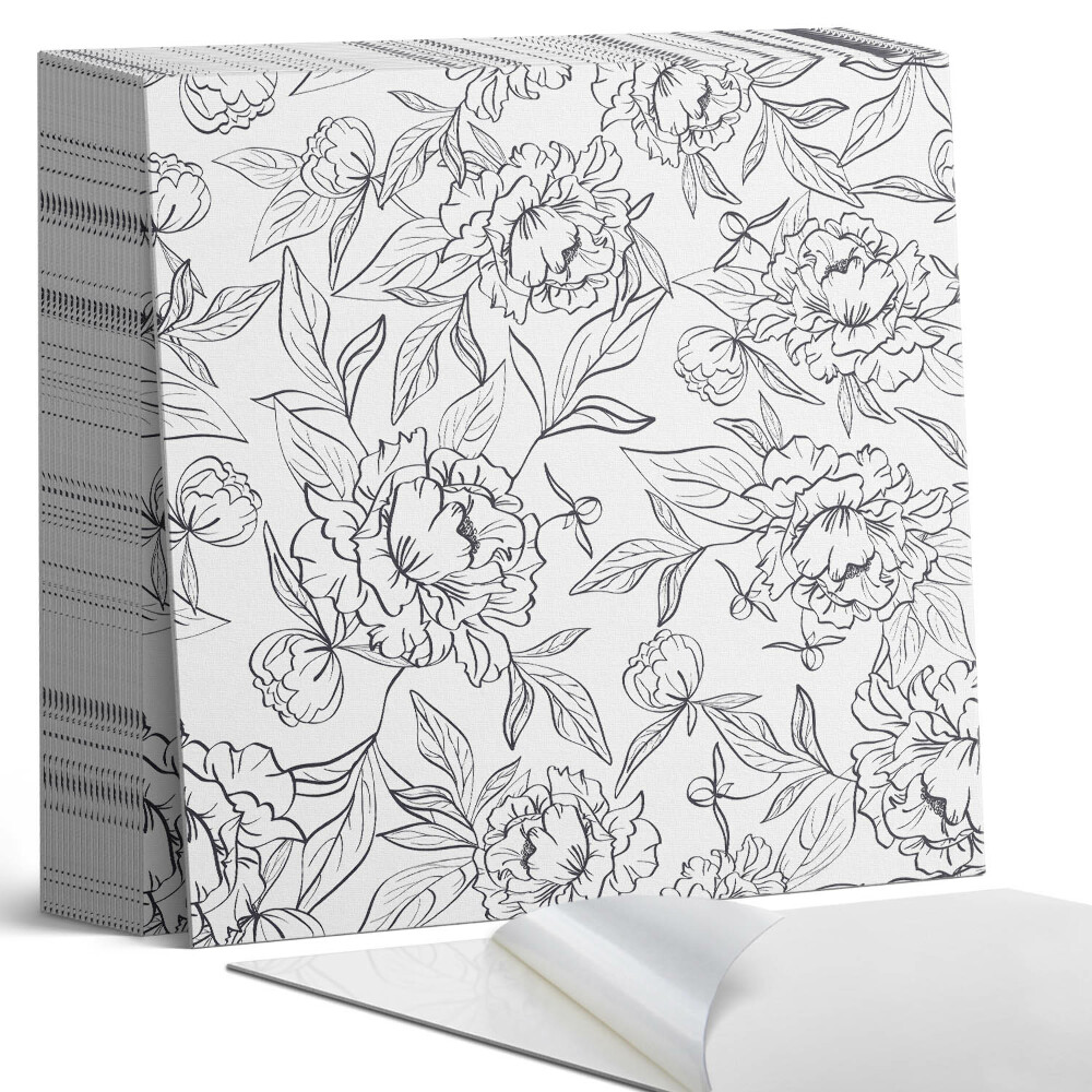 Samolepící dlaždice na podlahu Vzor květin obklopený listy