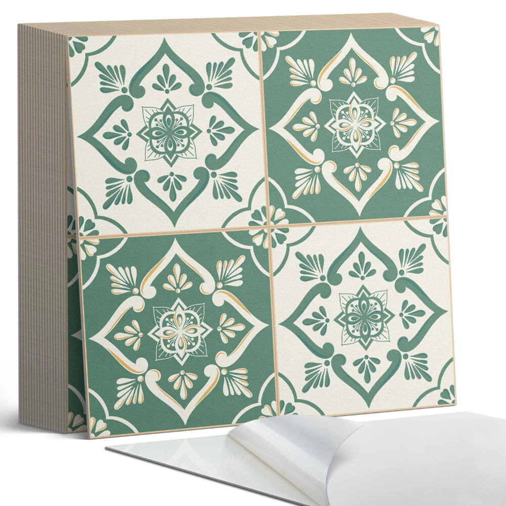 Samolepící dlaždice na podlahu Květinový vzor na glazuře