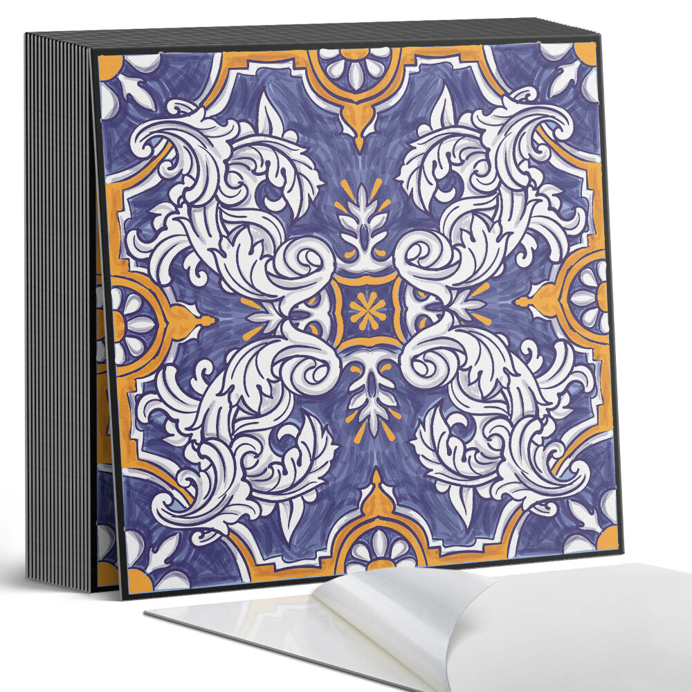 Samolepící dlaždice na podlahu Květinové ozdoby