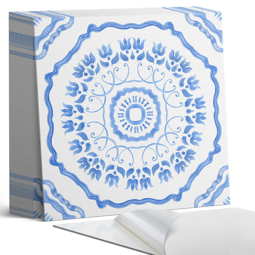 Samolepící dlaždice na podlahu Kulatý květinový motiv