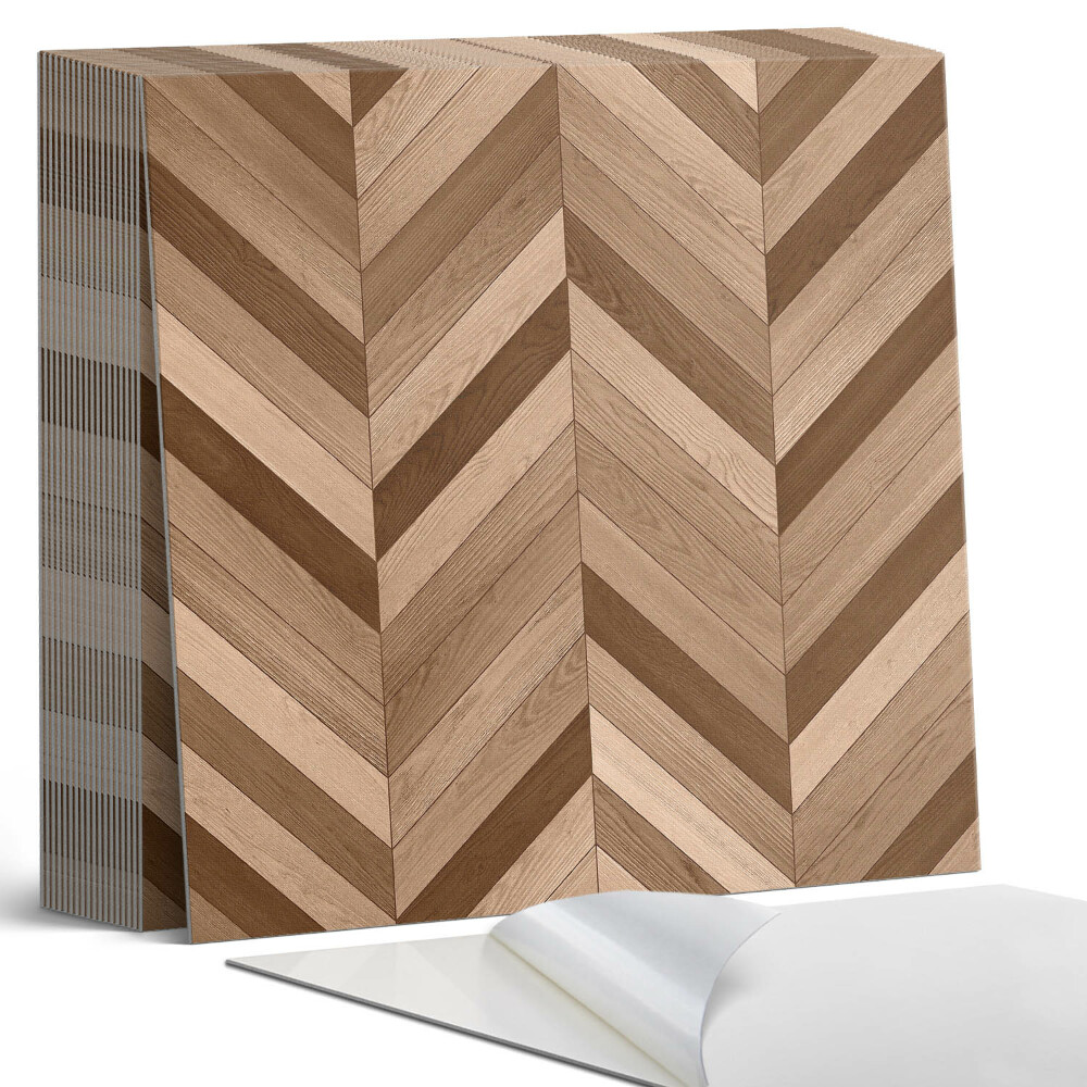 Samolepící dlaždice na podlahu Vzor rybí kosti inspirovaný dřevem