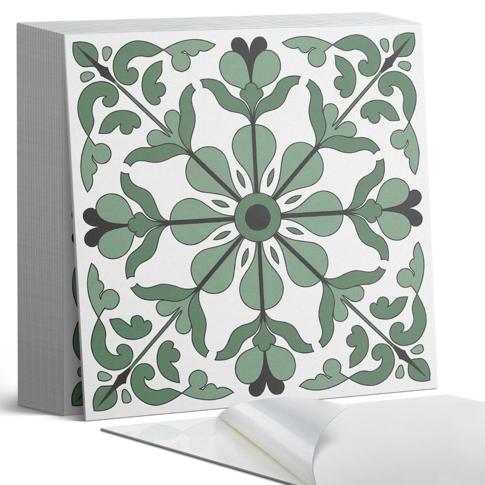 Samolepící dlaždice na podlahu Symetrický rostlinný motiv v elegantním provedení