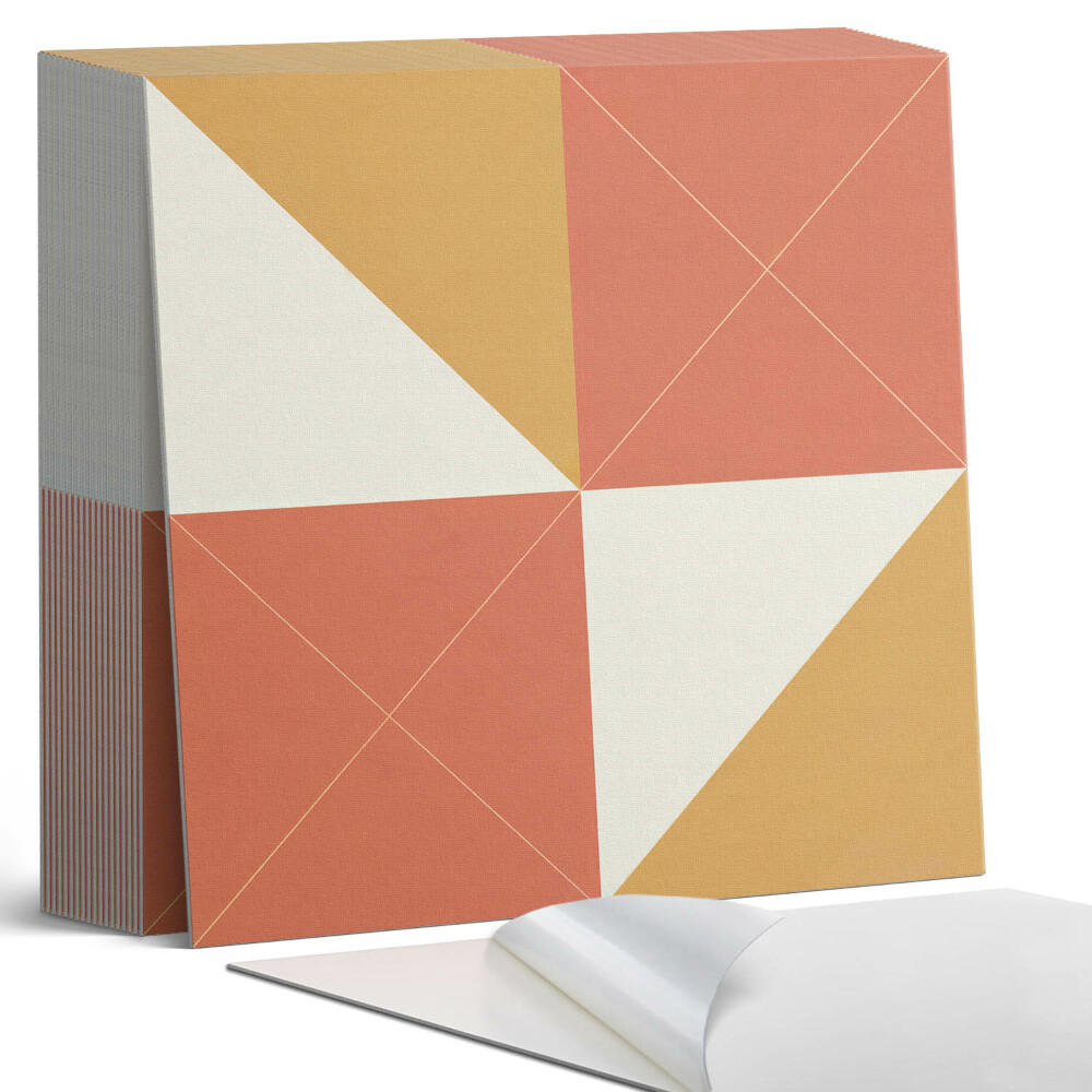 Samolepící dlaždice na podlahu Geometrie v teplých odstínech
