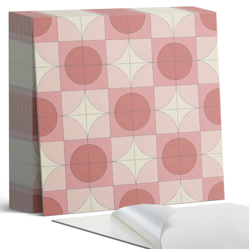 Samolepící dlaždice na podlahu Květiny v kruzích