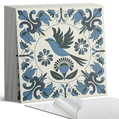 Samolepící dlaždice na podlahu Grafika ptáka obklopeného květinami