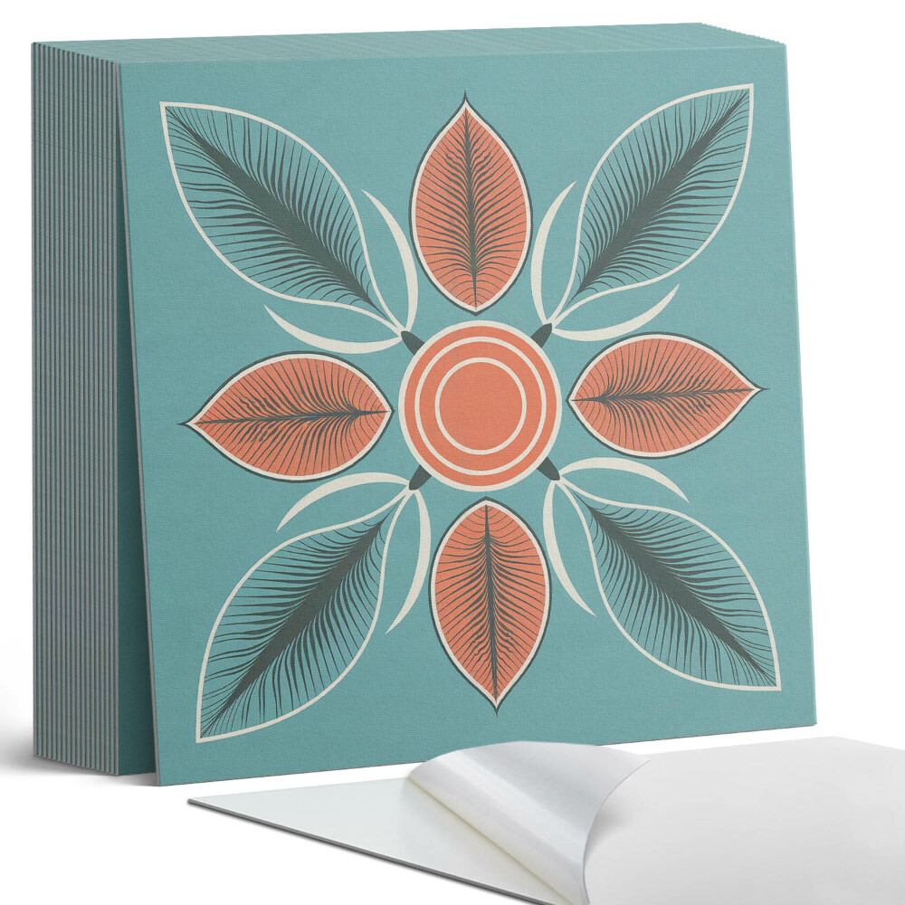 Samolepící dlaždice na podlahu Rostlinný vzor s květy a listy