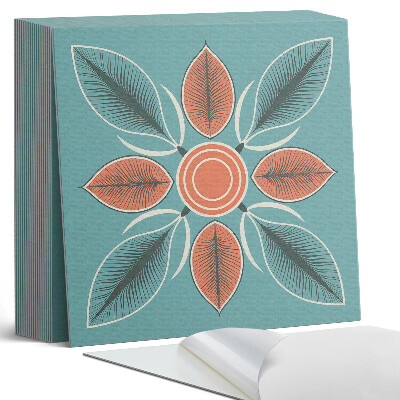 Samolepící dlaždice na podlahu Rostlinný vzor s květy a listy