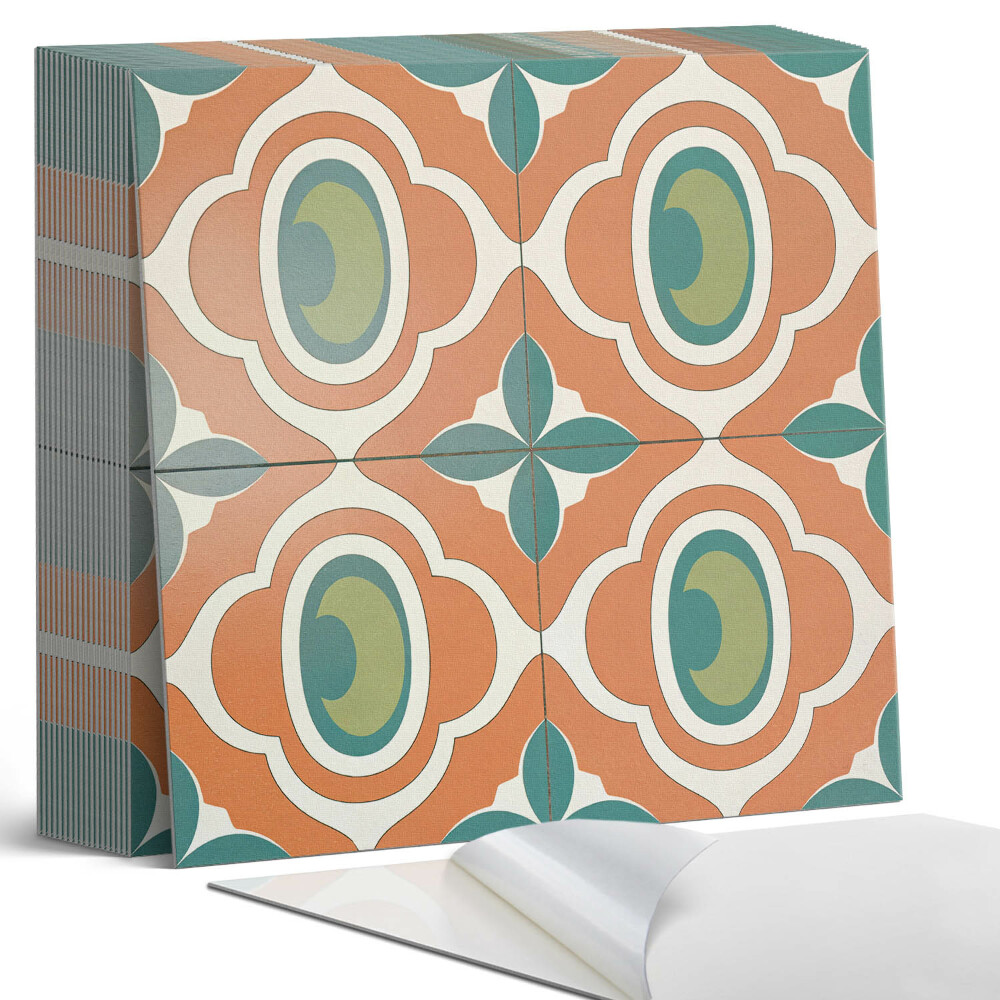 Samolepící dlaždice na podlahu Rostlinný motiv v mozaikové podobě