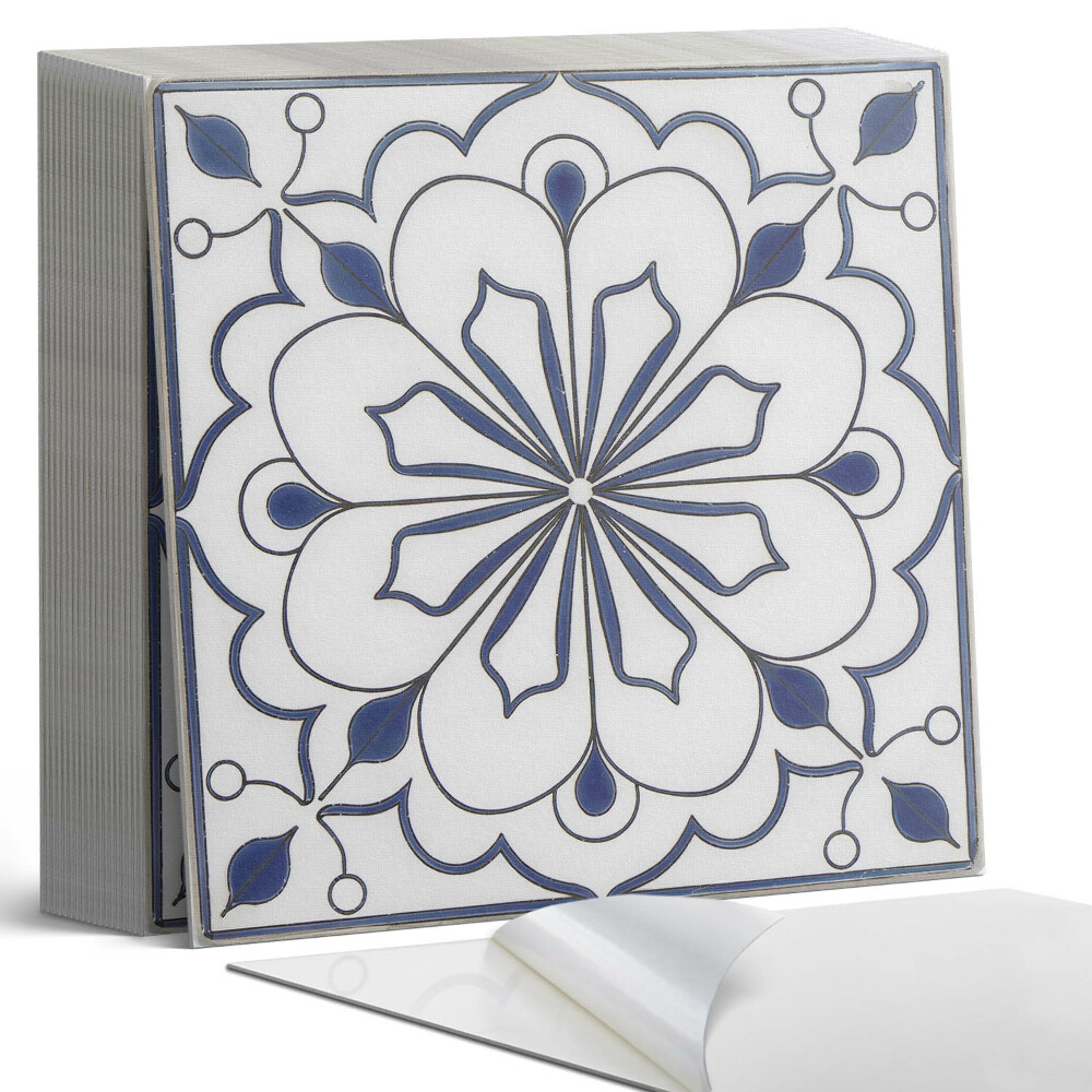 Samolepící dlaždice na podlahu Keramický vzor s květinami