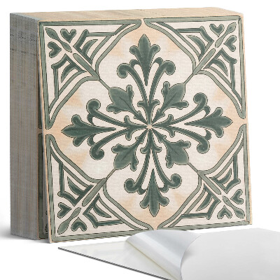 Samolepící dlaždice na podlahu Čtvercový rostlinný vzor