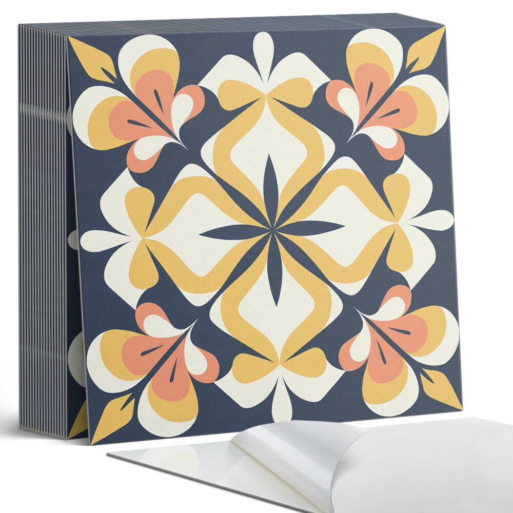 Samolepící dlaždice na podlahu Geometrie v květinovém stylu