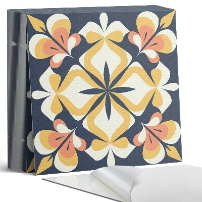 Samolepící dlaždice na podlahu Geometrie v květinovém stylu