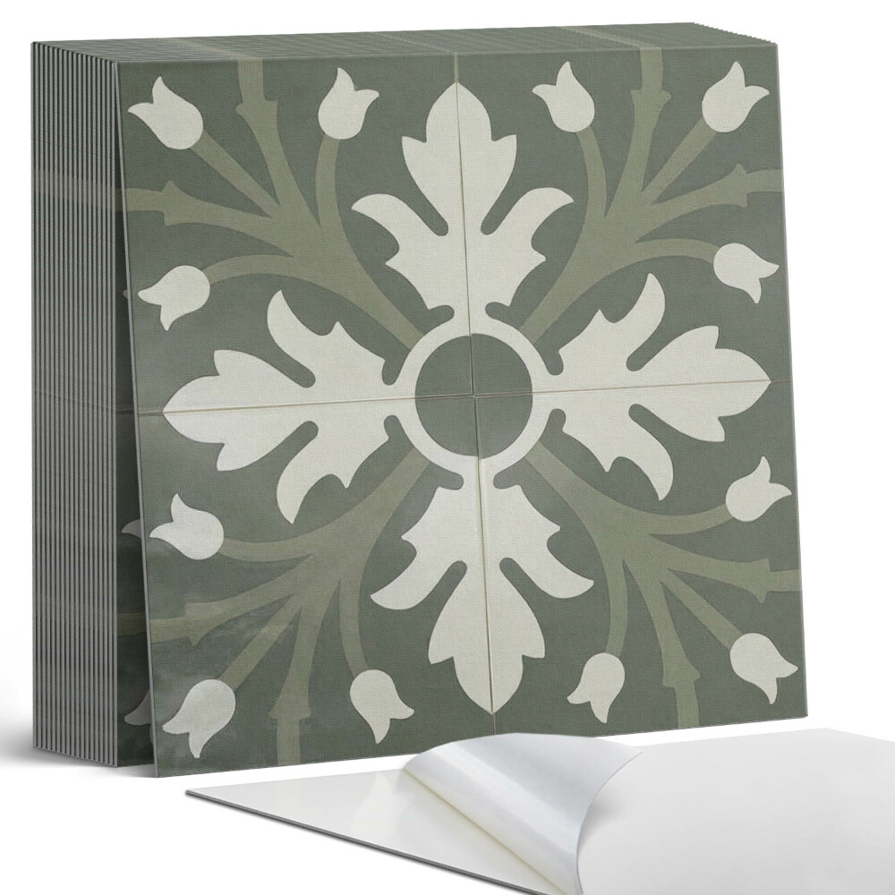 Samolepící dlaždice na podlahu Květinový vzor na keramice