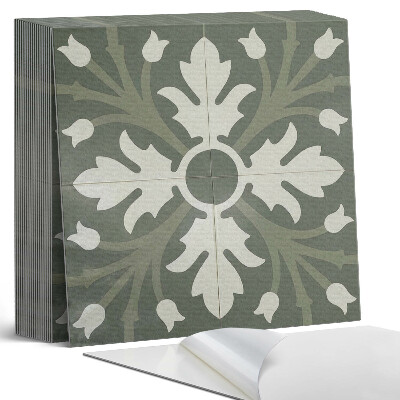 Samolepící dlaždice na podlahu Květinový vzor na keramice